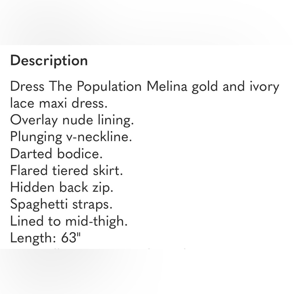Dress the Population Melina Gold & Ivory Lace Maxi Dress - Picture 15 of 16